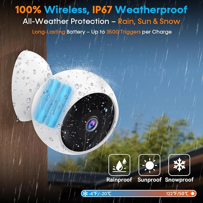 AMTIFO Security Cameras Wireless Outdoor: Magnetic 2-Pack Install-Free Indoor - Image 8