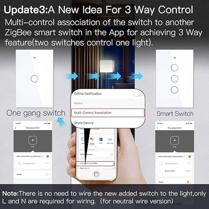 MOES ZigBee Smart Touch Wall Light Switch, Requires Tuya ZigBee Hub, No Neutral - Image 4