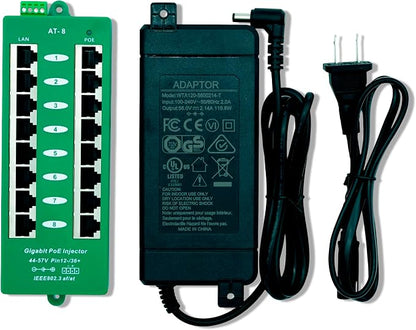 PoE Texas 8 Port PoE/PoE+ Active Mode A Injector by PoETexas