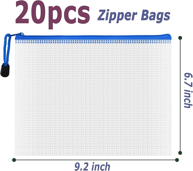 AUSTARK 20 Pcs Zipper File Bags, Plastic Mesh Pouch, Board Game Storage Bag - Image 2