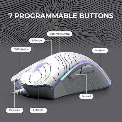 XVX G705 Wired Gaming Mouse, 12000 DPI RGB Gaming Mouse - Image 6