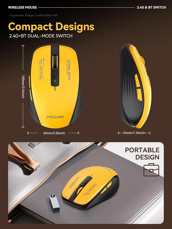 Wireless Mouse with Forward/Backward Side Keys, Silent Click, Ergonomic - Image 7