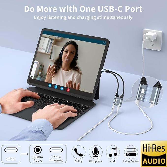 Quanlex 2 in 1 Magnetic USB C to 3.5mm Headphone Jack Adapter and Charger - Image 2