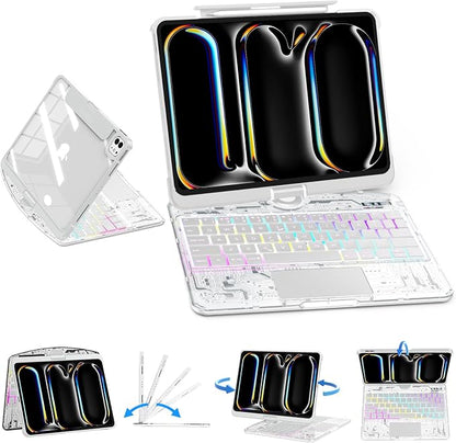 SIBEITU Keyboard Case for iPad Pro 11 Inch, 360 Rotatable iPad Pro 11 Clear by SIBEITU