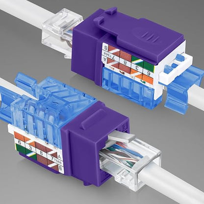 Everest 45° Angled RJ45 Cat5e Keystone Jacks 10-Pack in Purple - Image 8