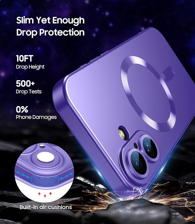 Magnetic for iPhone 16 Case Slim Soft Silicone Bumper Shockproof Metallic - Image 5