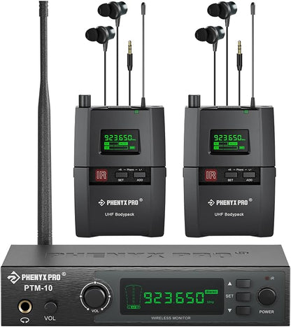 Phenyx Pro Wireless in Ear Monitor System, True Stereo UHF IEM, in Ear Monitors by PhenyxPro
