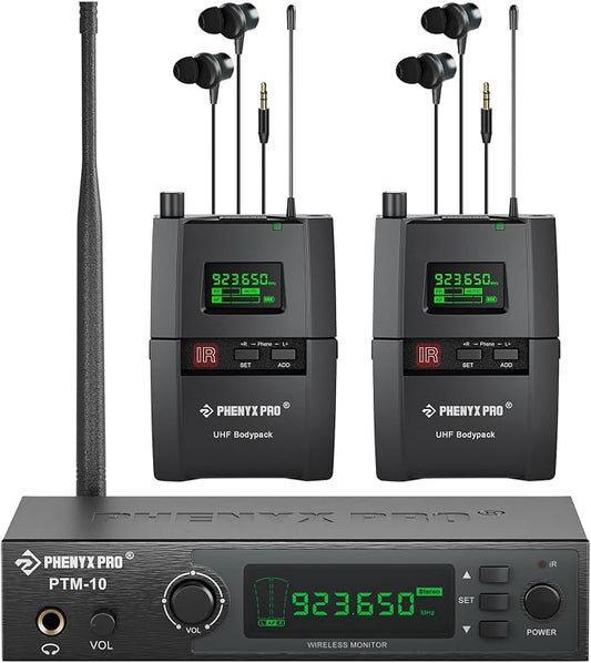 Phenyx Pro Wireless in Ear Monitor System, True Stereo UHF IEM, in Ear Monitors by PhenyxPro