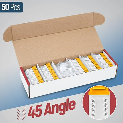Everest 45° Angled RJ45 Cat6 Keystone Jacks 50-Pack in Yellow - Image 2