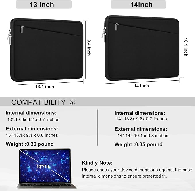 Laptop Sleeve 14 inch, Durable Computer Carrying Bag Protective Case Briefcase - Image 6