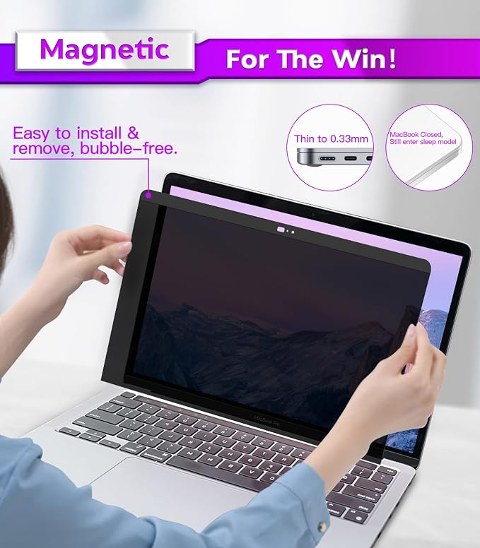 PYS Privacy Screen for MacBook Pro 13.3 Inch Laptop – Magnetic Anti-Spy - Image 4
