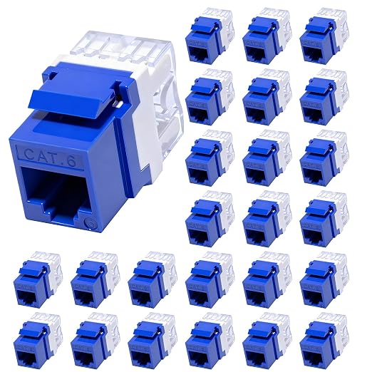 RJ45 Cat6 Keystone Jacks 25-Pack, Ethernet Keystone Jack, 180 Degree Punch-Down by Unknown