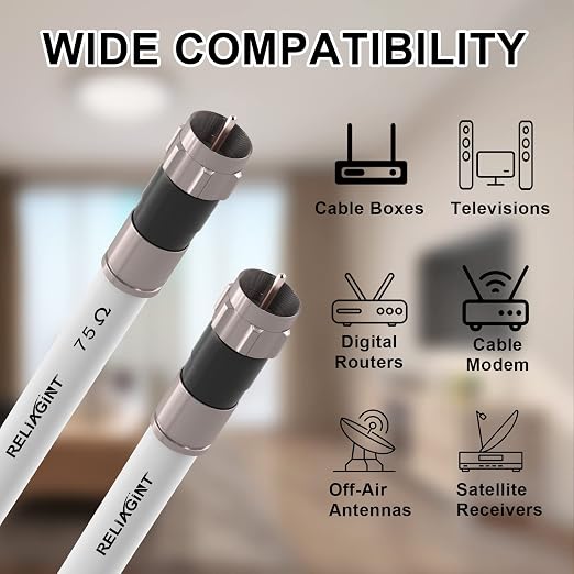 75ft RG6 Coaxial Cable White, 75 Ohm Coax Cable - Image 5
