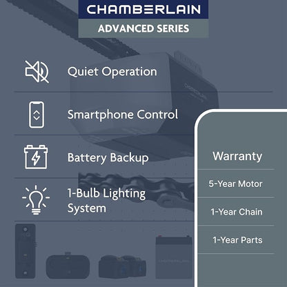 Chamberlain 1/2 HP Chain Drive Smart Garage Door Opener - Image 2