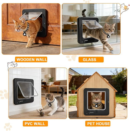 Smart Cat Door with 4 Collar Sensor Key, RFID Electronic Cat Door Collar - Image 6