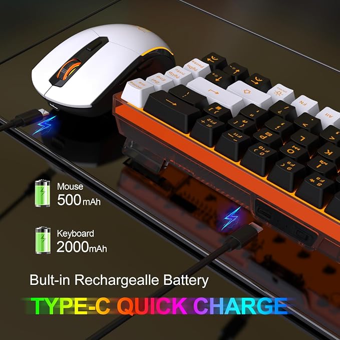 Snpurdiri 60% Wireless Gaming Keyboard and Mouse Combo, Mini Mechanical Feel - Image 3