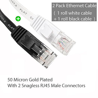 Ethernet Cable 3FT 2 Pack, Cat 6 LAN Cable Flat Net Cable Faster than Cat5e/Cat5 - Image 2
