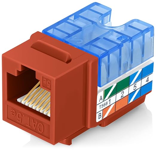 Everest 90° Angled RJ45 Cat5e Keystone Jacks 50-Pack in Orange by EverestMediaSolutions