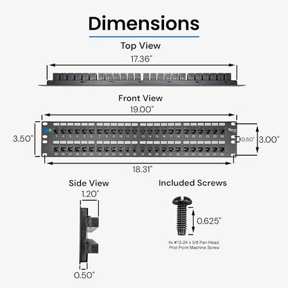 ICC CAT6 Feed-Through Patch Panel, 48 Port, 2U Rackmount, RJ45 Ethernet Patch - Image 8