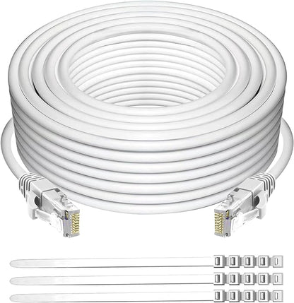 Adoreen Cat 6 Ethernet Cable 300 Ft-White, Outdoor & Indoor Snagless Long Round by Adoreen