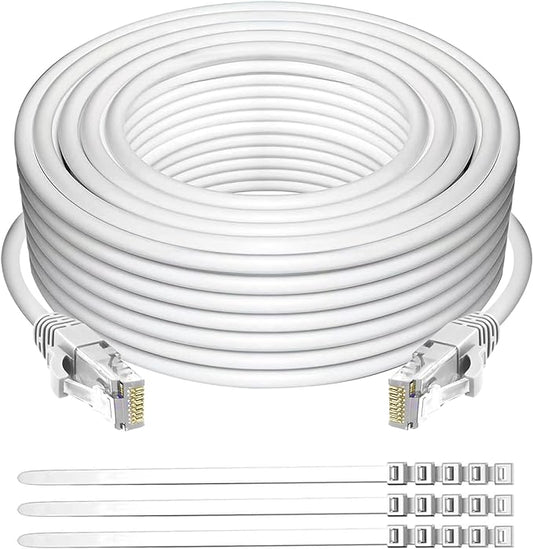 Adoreen Cat 6 Ethernet Cable 150 Ft-White, Outdoor & Indoor Snagless Long Round by Adoreen