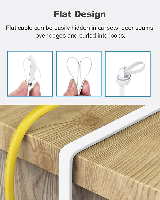 Yauhody CAT 6 Ethernet Cable 82ft White, High Speed Solid Flat CAT6 Gigabit - Image 5