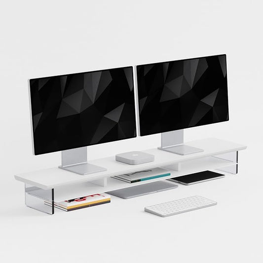Dual‑Tier Monitor Stand for Modern Desk Setup – Minimalist Wooden and Metal by FENSULN