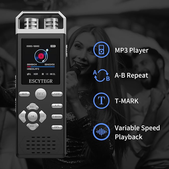 80GB Digital Voice Activated Recorder 1536KBPS Audio Voice Recorder - Image 4