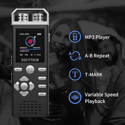 80GB Digital Voice Activated Recorder 1536KBPS Audio Voice Recorder - Image 4