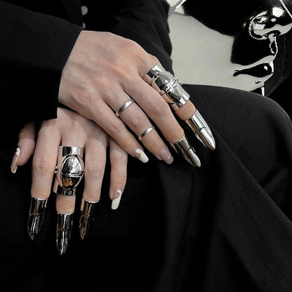 LIANXUE Metal Nail Cover Ring Hip Hop Cosplay Unisex Punk Gold Silver Color - Image 4