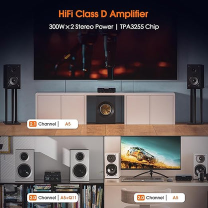 Douk Audio A5 2 Channel TPA3255 Stereo Amp, 300 Watts x2 Mini Hi-Fi Audio Power - Image 2