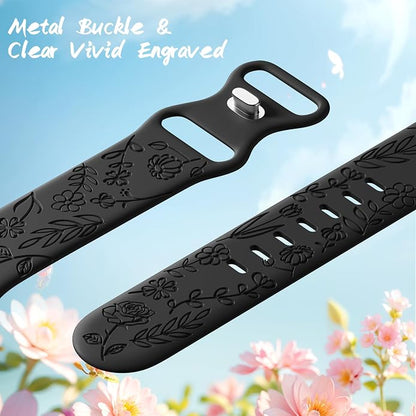 SNBLK 6 Pack Floral Engraved Bands Compatible - Image 3