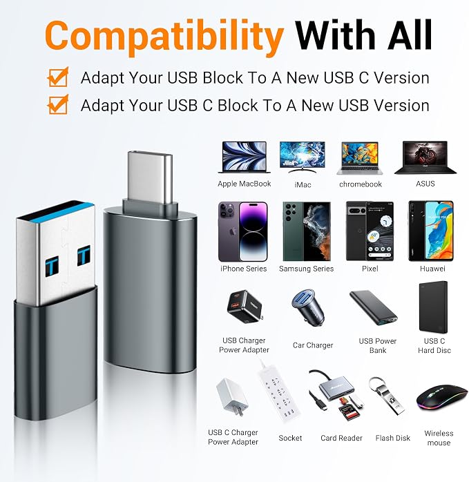   USB to USB C Adapter, USB C Male to USB 3.0 Female - Image 2