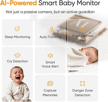 Monai 4K Smart Baby Monitor, Eye-Safe 950nm Night Vision, 7 AI Features - Image 2