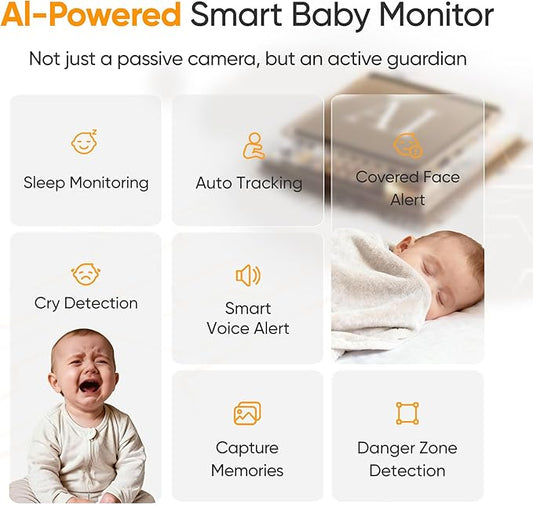 Monai 4K Smart Baby Monitor, Eye-Safe 950nm Night Vision, 7 AI Features - Image 2