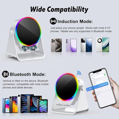 Wireless Induction Speaker, 4 in 1 Bluetooth Speaker Phone Stand - Image 3