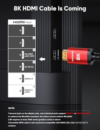 Snowkids 8K HDMI Cable 2.1 Long 15FT 2-Pack, Ultra 48Gbps High Speed 8K@60Hz - Image 3