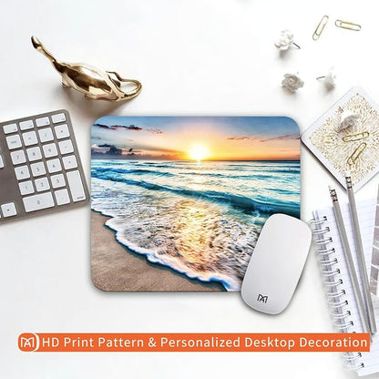 Square Mouse Pad Beach Sunset, Personalized Premium-Textured Custom Mouse Mat - Image 6