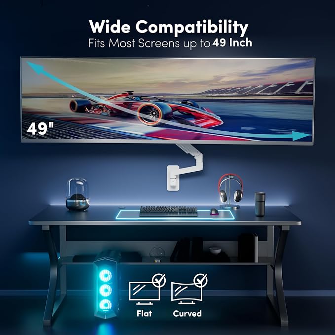 Monitor Wall Mount for 17-49 Inch Ultrawide Monitors, Single Monitor Arm Holds - Image 2
