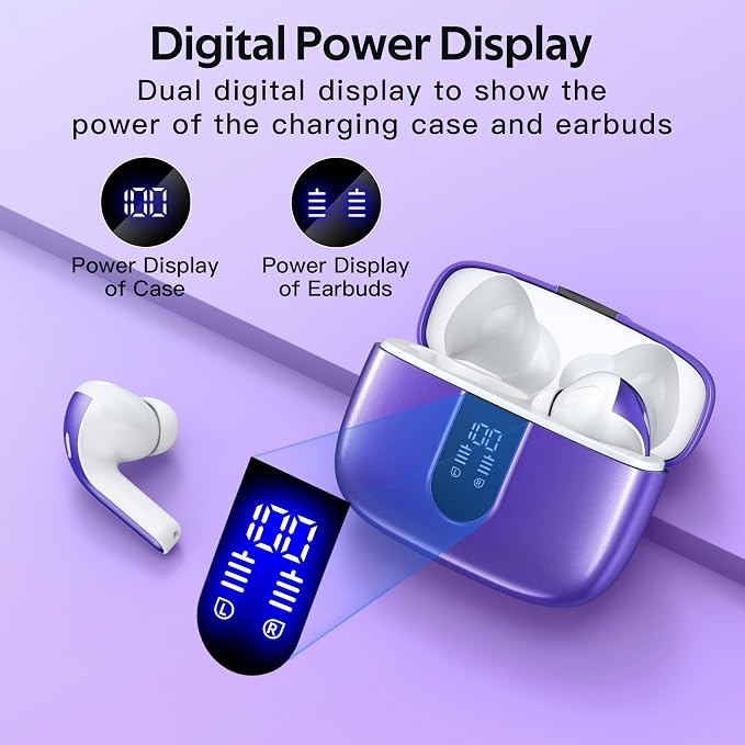 TAGRY Bluetooth Headphones True Wireless Earbuds 60H Playback LED Power Display - Image 2