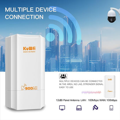 KuWFi 5.8G Wireless Network Ethernet Bridge, Long Range Transmission WiFi - Image 2