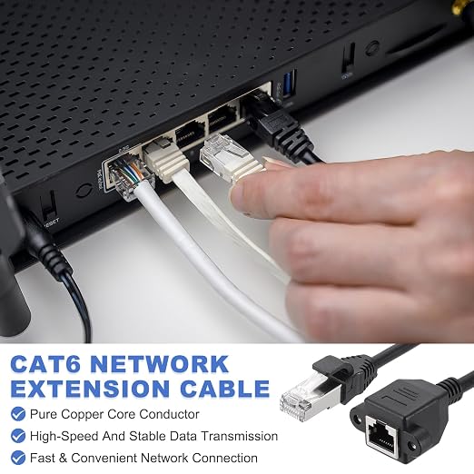 MECCANIXITY Cat5 Ethernet Extension Cable, 16.4Ft RJ45 Male to Female Screw - Image 3