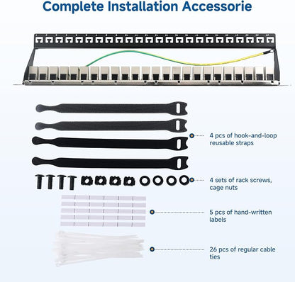 Cable Matters 1U 19-Inch 24-Port 10Gbps Cat6A Ethernet Patch Panel - Image 7