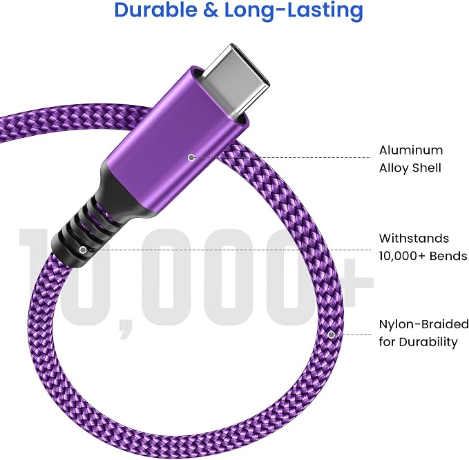 Elebase USB Type C to C 100W Charging Cable 6.6FT - Image 6