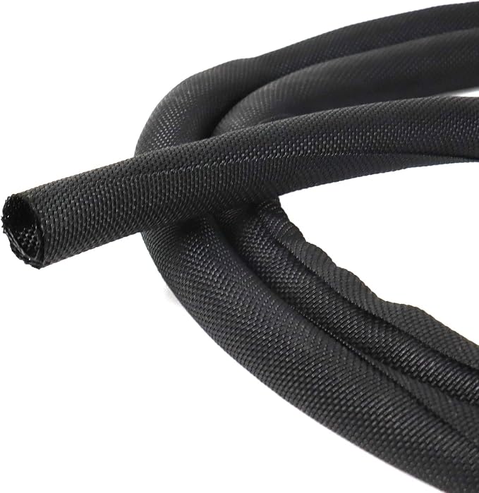 Black Braided Cable Management Sleeves Wire Loom Tubing Cord Protector by BuyUneed