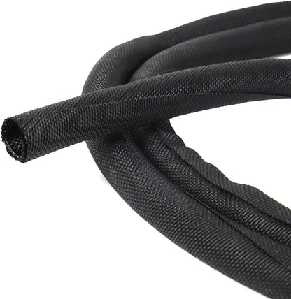 Black Braided Cable Management Sleeves Wire Loom Tubing Cord Protector by BuyUneed