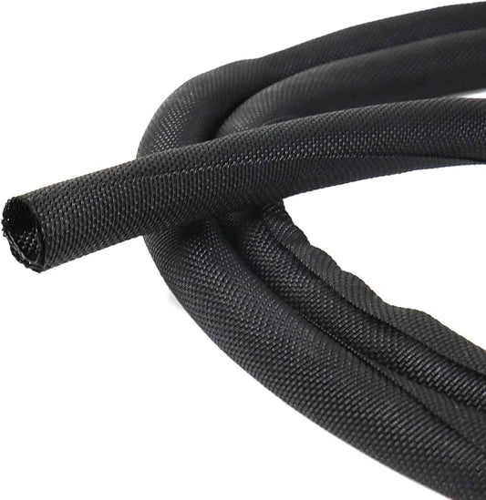 Black Braided Cable Management Sleeves Wire Loom Tubing Cord Protector by BuyUneed