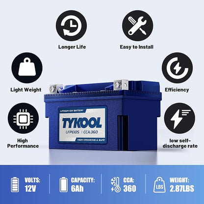YTZ10S 12v lithium battery 6Ah 360CCA LiFePO4 battery, - Image 6