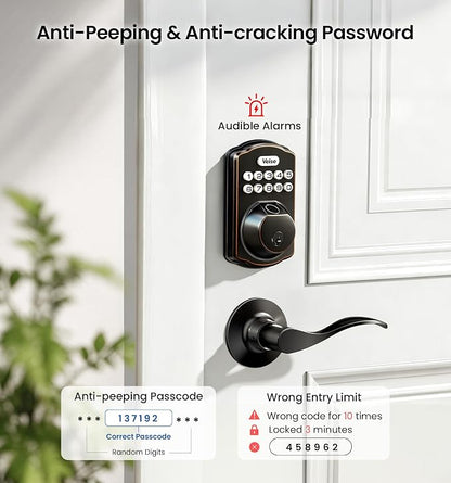 Veise KS02A Fingerprint Keyless Entry Door Lock, Auto Lock, Electronic Keypad - Image 10