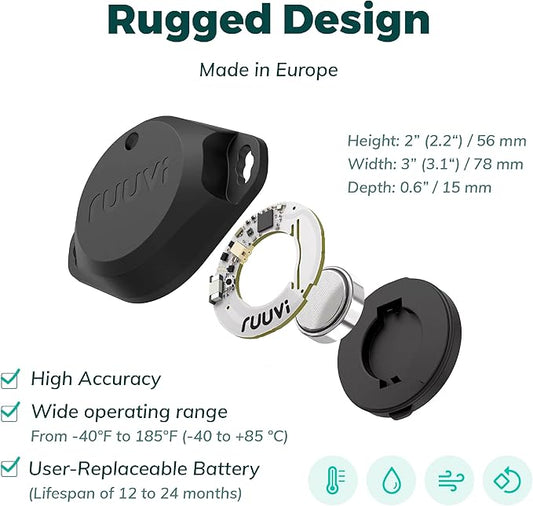 RuuviTag Pro 4in1 Wireless Bluetooth Temperature, Air Humidity, and Air - Image 2